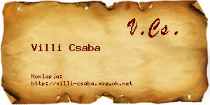Villi Csaba névjegykártya